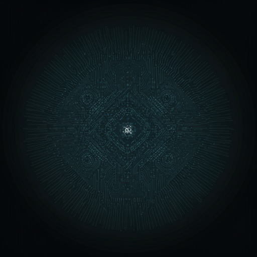 Arquitectura digital con circuitos y visualización de datos